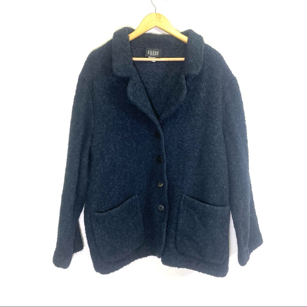 Eileen Fisher Navy Teddy Jacket